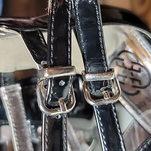 Daisy Fuentes 7.5 "carra" stiletto heels shiny black forefoot platform - Picture 10 of 13